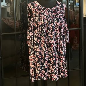 Navy blue and pink floral top